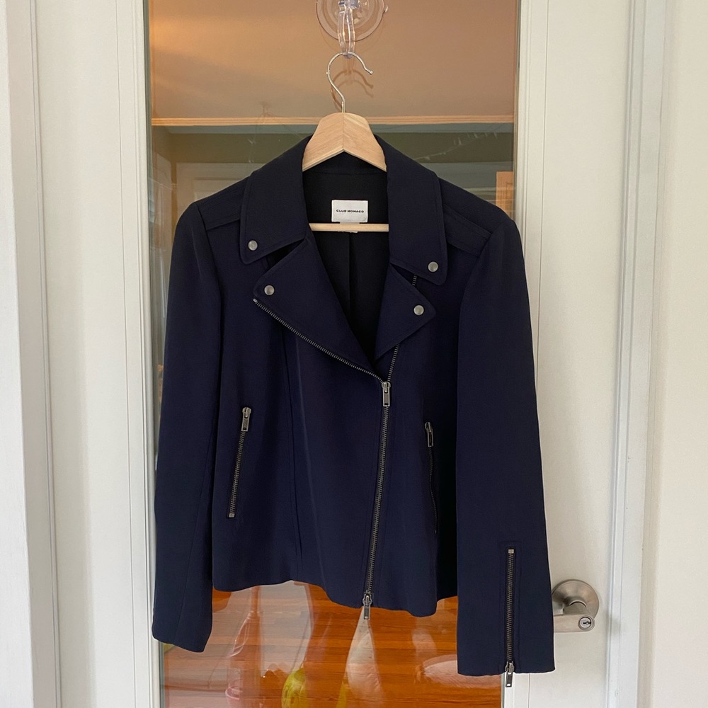 Club Monaco Navy Moto Jacket